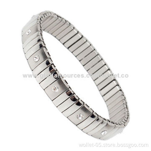 China Manufacturer Wholesale Fashionable 316L Stainless Steel Elastic Bracelet with CZ Stone